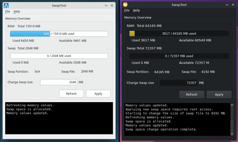 SwapTool is an application to manage the swap space and memory in Linux distros.